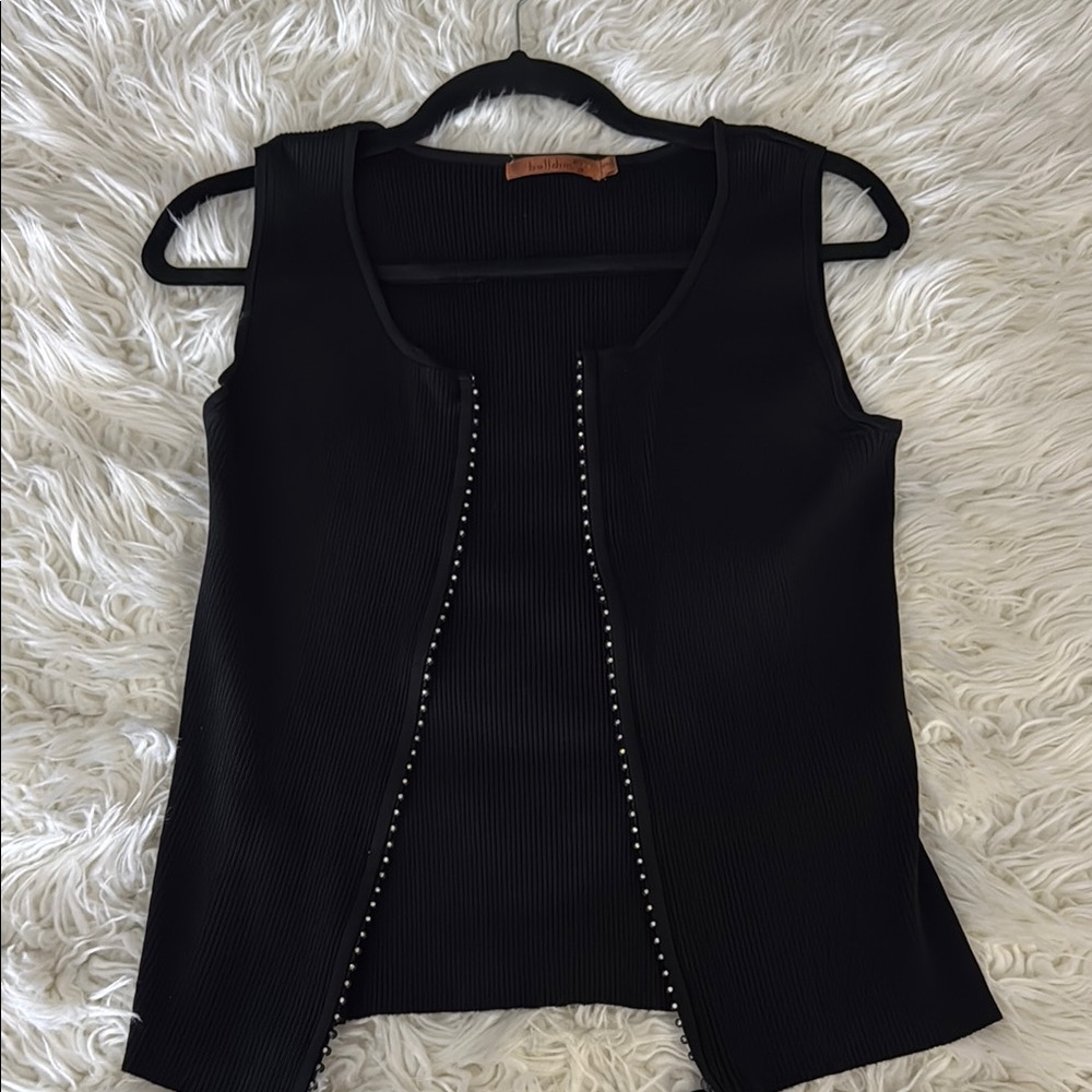 Belldini Black Fitted Embellished Tank Top